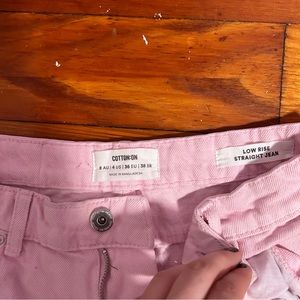 Light pink low rise straight jean